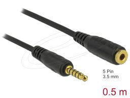 DeLock Extension Cable Stereo Jack 3.5 mm 5 pin male to female 0,5m black