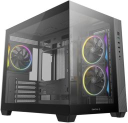 DeepCool Számítógépház - CG330 3F (fekete, ablakos, 3x12cm A-RGB, BTF, mATX, 2xUSB3.0, 1xUSB2.0)