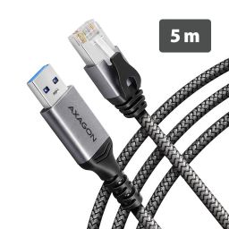 AXAGON ADE-AM50 USB-A Gigabit Ethernet adapter with integrated CAT6 RJ-45 network cable 5m Black