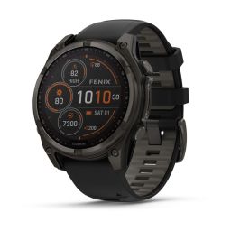 Garmin fenix 8 47mm Solar Sapphire Carbon grey DLC titanium with Black/pebble grey silicone band