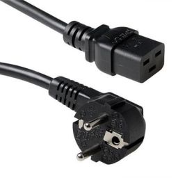 ACT Powercord mains connector Schuko CEE 7/7 male (angled) - C19 IEC 60320 1,2m Black