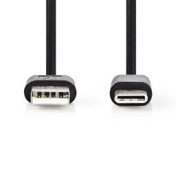Nedis USB 2.0 USB-A Male to USB-C Male 5W USB Cable 2m Black