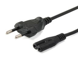 EQuip High Quality Power Cord C7 to 2pin Euro 1,8m Black