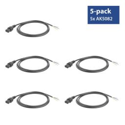 ACT Powercord C13 IEC Lock open end 3m Black 5-Pack