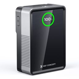 K&F Concept V-Mount Mini Pro akkumulátor, 50Wh, 3400mAh, 65W töltés, D-TAP, BP, DC, TFT kijelző