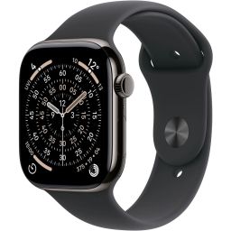 Apple Watch S11 Cellular 46mm Slate Titanium Case with Black Sport Band S/M