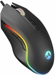 Everest Gamer Egér - SM-F09 TITANIO  (7200 DPI, 6gomb, 1,8m harisnyázott kábel,optikai, fekete, RGB LED)