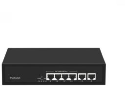 Walisec Switch  PoE - NS-PF04F20E (5port, 4x10/100 PoE Port, 2x10/100 Uplink, 65W, fekete)