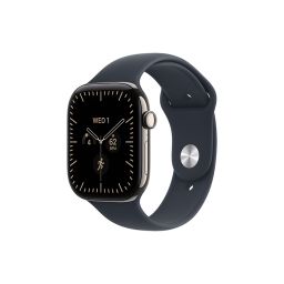 Apple Watch S12 Cellular 42mm Natural Titanium Case with Navy Blue Sport Band - S/M