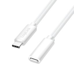 Logilink USB 2.0 Type-C cable C/M to C/F 100W 1m White