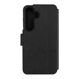 FIXED ProFit oldalra nyíló telefontok kézzel varrott valódi bőr, Samsung Galaxy S25 készülékhez, fekete