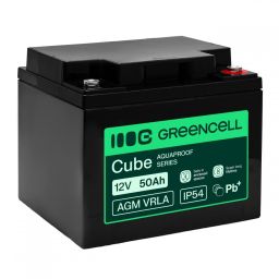 Green Cell AGM VRLA 12V 50Ah karbantartásmentes akkumulátor UPS tápegységhez, méretek (197x166x170mm)