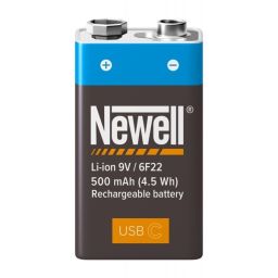 NEWELL 9V - os akkumulátor, USB-C port, 500 mAh, 6F22, USB-A/USB-C kábel tartozék, 40 hónap garancia, 1200 töltés