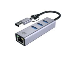 Conceptronic  ABBY25G USB-C to Gigabit Network Adapter with 3-Port USB Hub