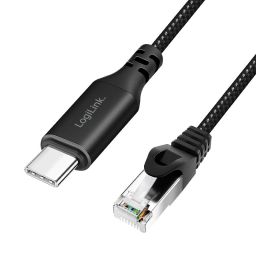 Logilink USB 3.2 Type-C Ethernet cable Black/Grey