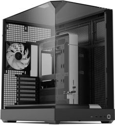 APNX V2  számítógépház, 3 oldal edzett üveg, 4x FP3-140 ARGB PWM ventilátor, Fekete