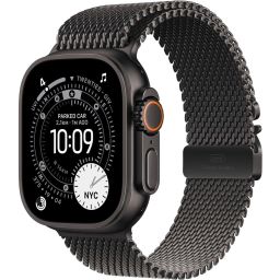 Apple Watch Ultra 3 Cellular 49mm Black Titanium Case with Black Titanium Milanese Loop Large