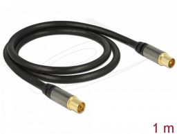 DeLock Antenna Cable IEC Plug > IEC Jack RG-6/U 1m Black