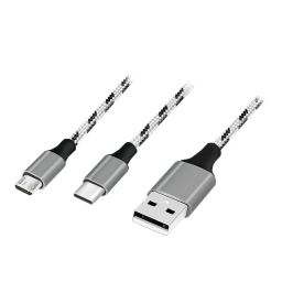 Logilink USB 2.0 USB-A/M to Micro-USB + USB-C cable 1,2m White/Black