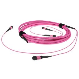 ACT Multimode 50/125 OM4(OM3) polarity A fiber trunk cable with 2 MTP/MPO female connectors each side 100m Pink