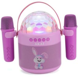 Akai JoyBox Kids 6W Karaoke Speaker with 2 Microphone Pink