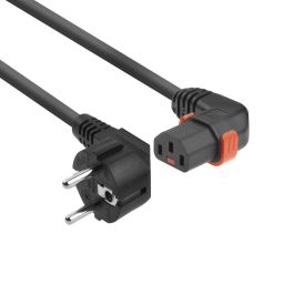 ACT Powercord Schuko CEE 7/7 male (angled) - C13 IEC Lock (right angled) 3m Black