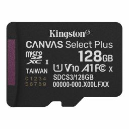 Kingston 128GB microSDXC Canvas Select Plus Gen3 Class 10 UHS-1 A1 V10 adapter nélkül