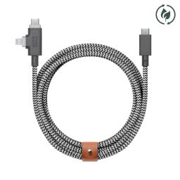 Native Union Belt Duo Pro USB-C to USB-C, Lightning cable 2,4m Zebra