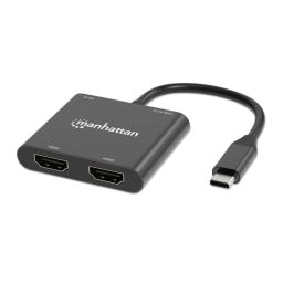 Manhattan USB-C PD to Dual-HDMI Monitor Adapter for Laptop and Tablet Black