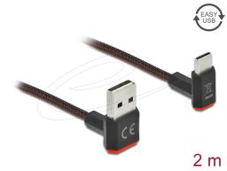 DeLock EASY-USB 2.0 Cable Type-A male to USB Type-C male angled up / down 2m Black