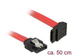 DeLock SATA 6 Gb/s male straight > SATA male upwards angled 50 cm Red metal cable