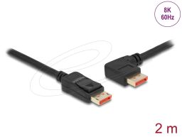 DeLock DisplayPort cable male straight to male 90° left angled 8K 2m Black