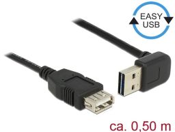 DeLock Extension cable EASY-USB 2.0 Type-A male angled up / down > USB 2.0 Type-A female 0,5m Black