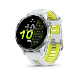 Garmin Forerunner 970 Titanium with Whitestone Case and Whitestone/Translucent Amp Yellow Band