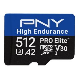 PNY 512GB microSDXC Pro Elite High Endurance Class 10 U3 V30 A2 + adapterrel