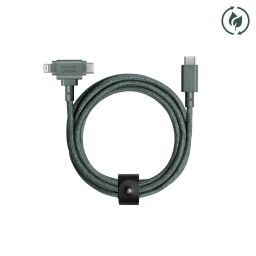 Native Union Belt Cable Duo USB-C to USB-C, Lightning 1,5m Slate Green