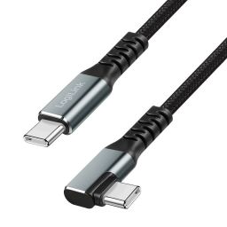 Logilink 3.2 Gen2 Type-C cable C/M 90° to C/M 100W 4K metal 1m Black