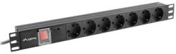 x 220V Elosztó 7-es 10A 2m 7xSchukoC14PDU-07F-0200-IEC-BK