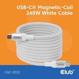 Club3D CAC-3032 USB-C Magnetic-Coil 240W Cable White