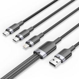 Vention USB 2.0 A to USB-C/Lightning/Micro USB-B Cable 1,5m Black