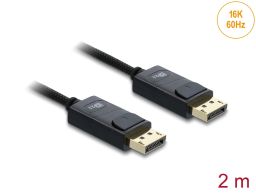 DeLock Coaxial DisplayPort 16K 60 Hz 80 Gbps with braided coating cable 2m Black