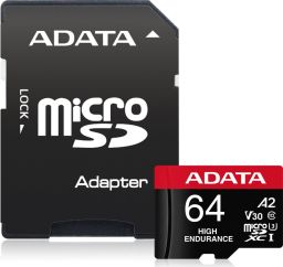 A-Data 64GB microSDXC High Endurance UHS-I U3 Class 10 V30S + adapterrel