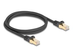 Delock RJ45 hálózati kábel fonott borítással Cat.6A S/FTP apa - apa 1 m fekete