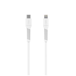FIXED USB 2.0 hajlékony szilikon kábel USB-C/Lightning 1,2m, fehér