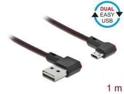 DeLock EASY-USB 2.0 Cable Type-A male to EASY-USB Type Micro-B male angled left/right 1m Black