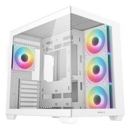 DeepCool Számítógépház - CG530 4F WH (fehér, ablakos, 4x12cm A-RGB, BTF, ATX, 2xUSB3.0, 1xUSB2.0)