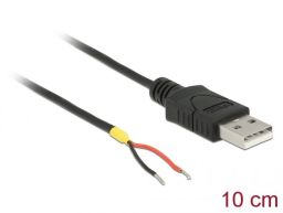 DeLock USB 2.0 Type-A male > 2 x open wires power 10 cm Raspberry Pi cable Black