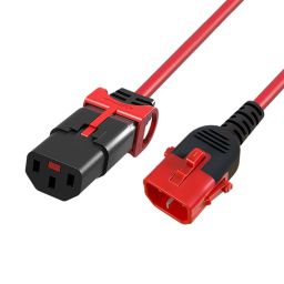 ACT Powercord C13 IEC Lock+ - C14 IEC Lock Dual Locking 3m Red