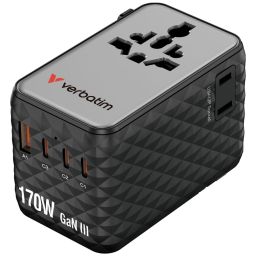 Verbatim Charge 'n' Travel 170W GaN III Universal Travel Adapter