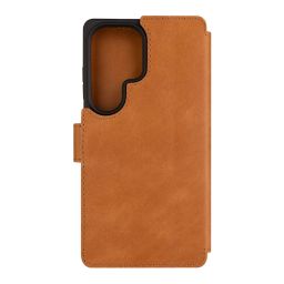 FIXED ProFit oldalra nyíló telefontok kézzel varrott valódi bőr, Samsung Galaxy S25 Ultra készülékhez, barna